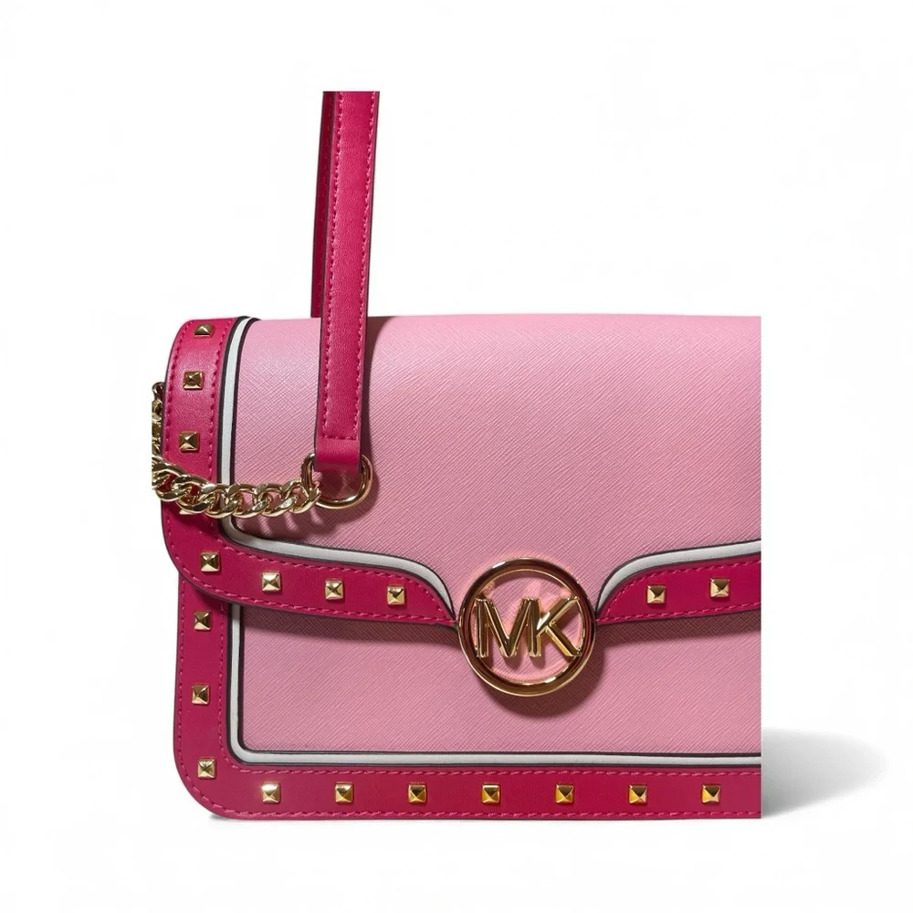 NWT Michael Kors Leida Medium Studded Shoulder/Crossbody in Electric Pink ⚡️ ⚡️ - Picture 6 of 17